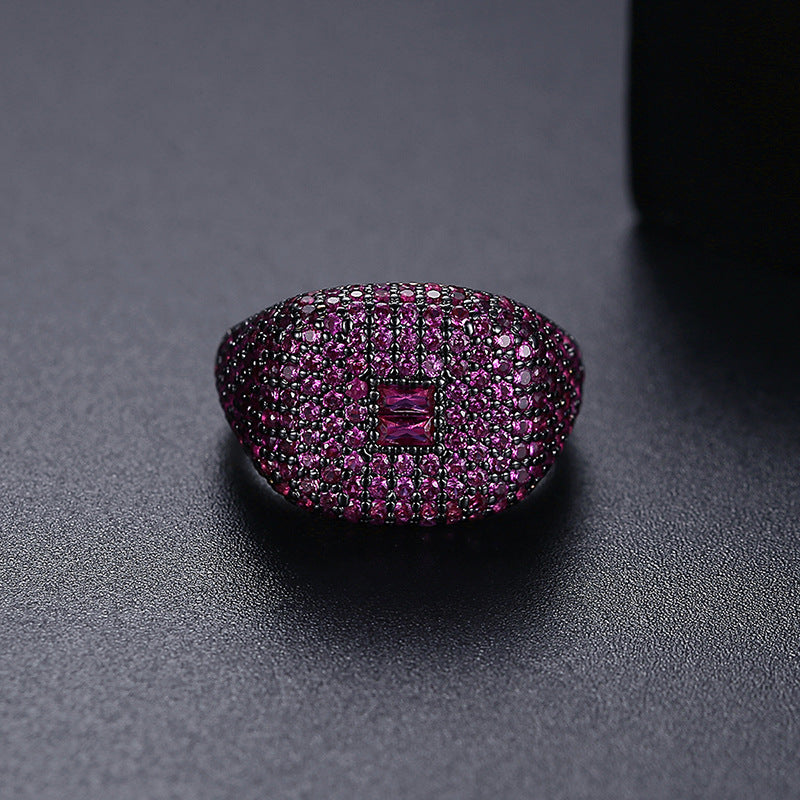 Rose Gold Plated Blue Cubic Zirconia Adjustable Open Ring AAA057