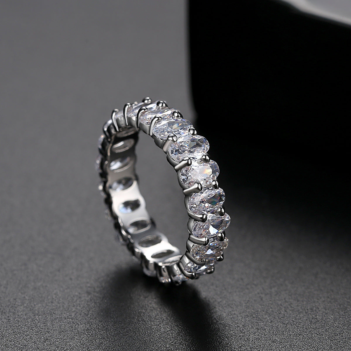 Multicolor Cubic Zirconia Gold Plated Engagement Band Ring AAA109