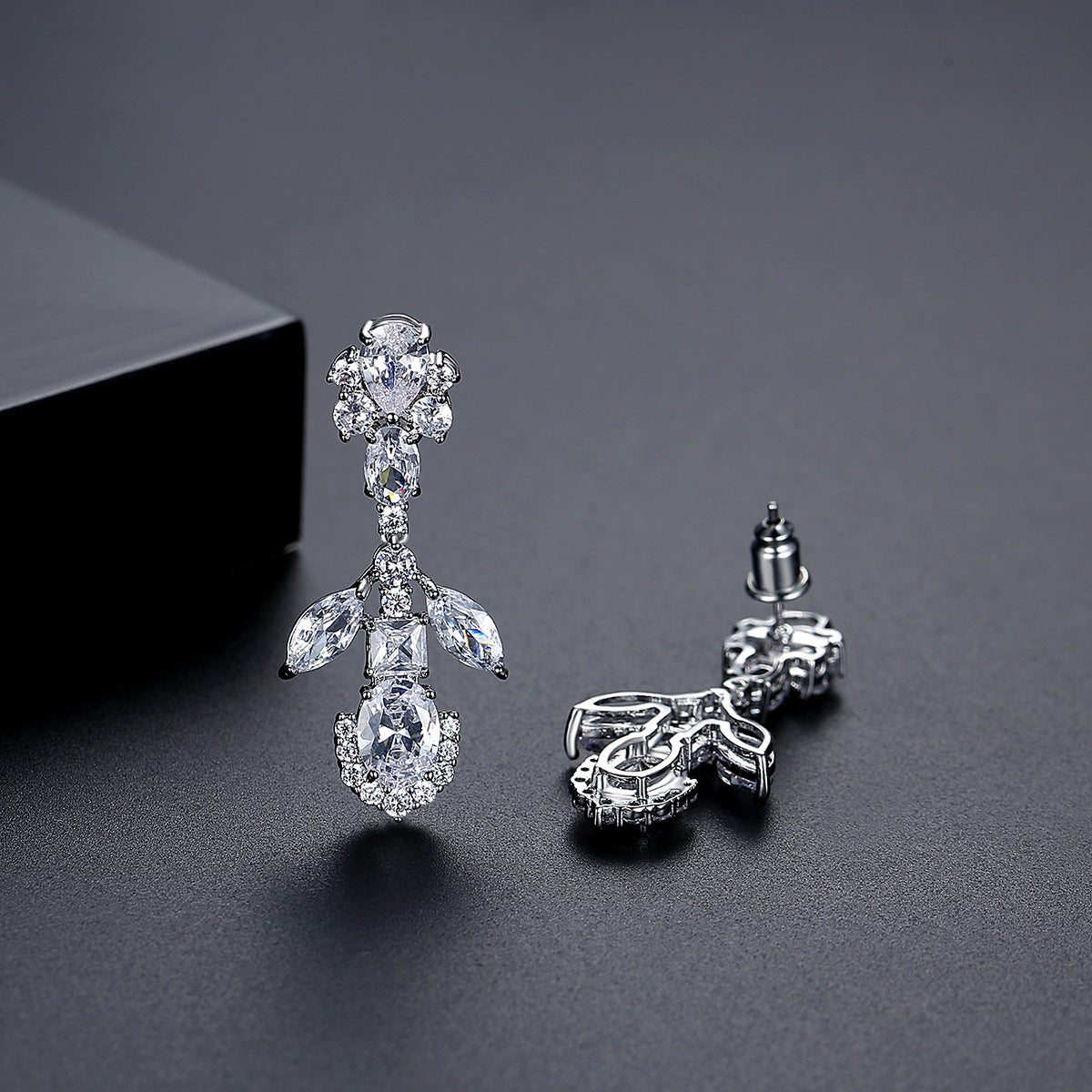 White Gold Plated Cubic Zirconia Drop Earrings AAA1461