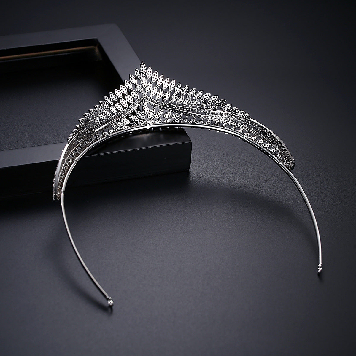 White Gold Plated Cubic Zirconia Bridal Wedding Tiara AAA1584