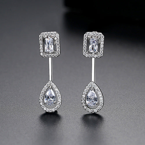 Gold Plated Cubic Zirconia Dangle Drop Earrings AAA1788