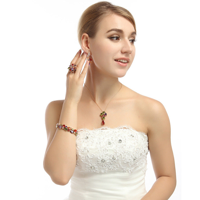 Rose Gold Plated Mixed Color Cubic Zirconia Bracelet AAA2238