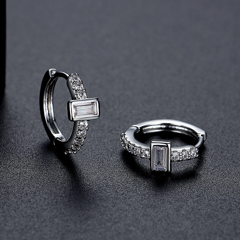 Gold Plated Cubic Zirconia Huggie Hoop Earrings AAA2264