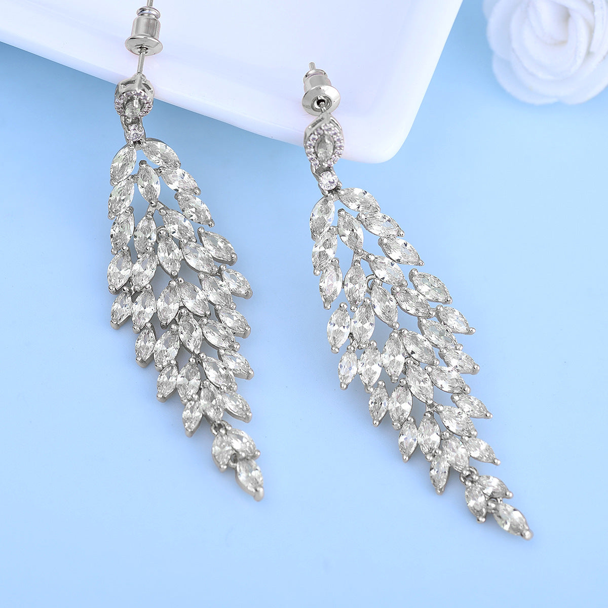Navette Cubic Zirconia Chandelier Dangle Earrings AAA2278