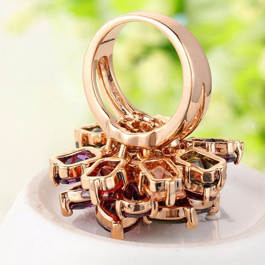 Gold Plated Multi-Color Cubic Zirconia Ring AAA2291