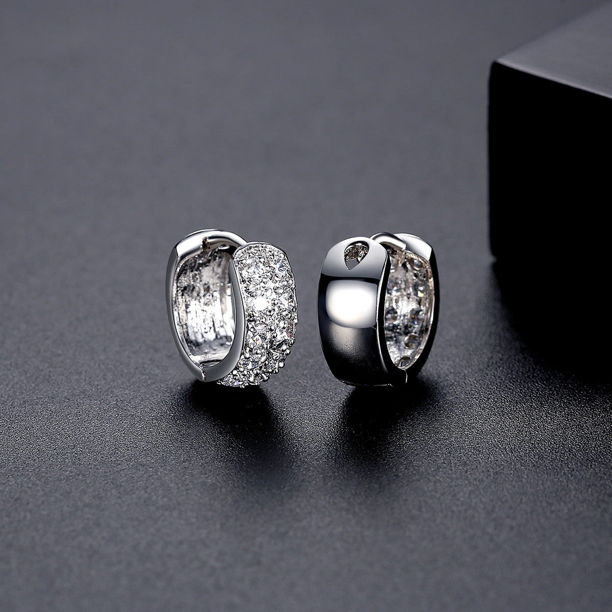 White Gold Plated Cubic Zirconia Huggie Earrings AAA2448