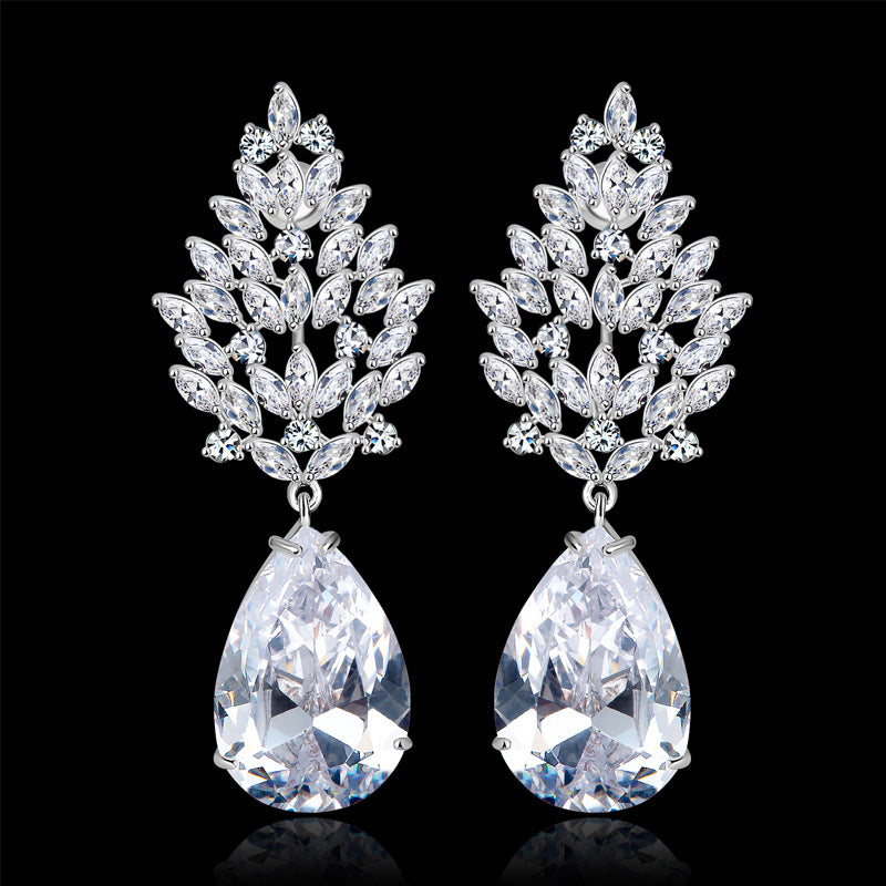 White Gold Plated Cubic Zirconia Teardrop Earrings AAA2468