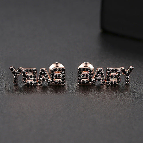Rose Gold Plated Pink Cubic Zirconia Baby Stud Earrings AAA2543