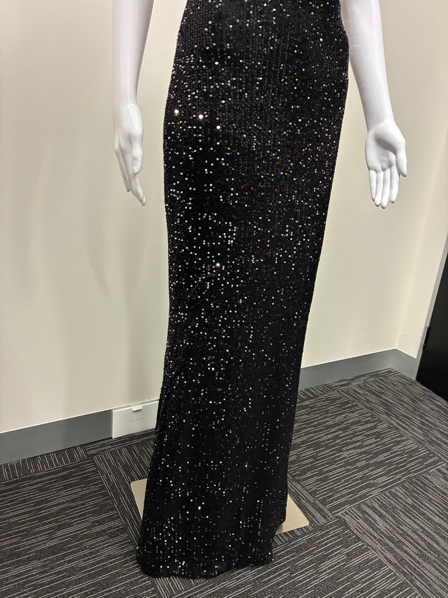 Sequin Halter Plunge Backless Maxi Dress NDS-009
