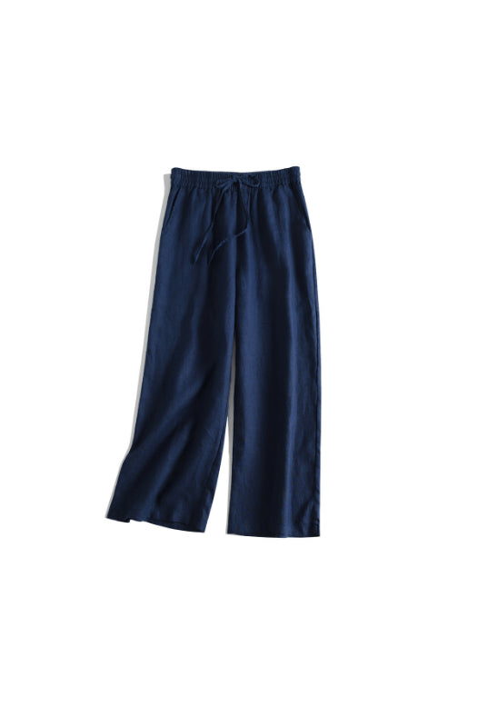 Casual Wide-Leg Linen Pants with Drawstring CRLinen1124-041