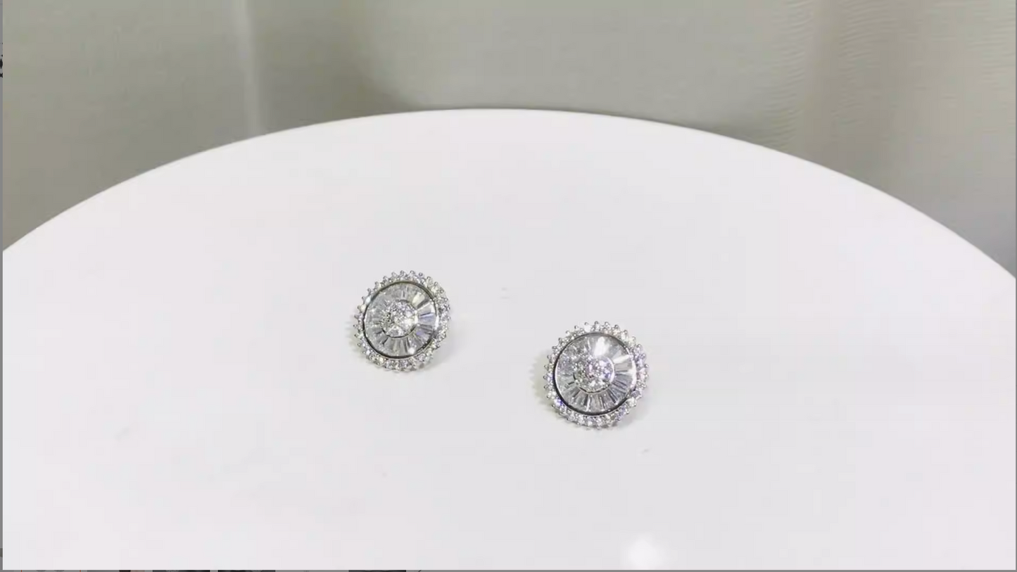 White Gold Plated Cubic Zirconia Round Stud Earrings AAA2475