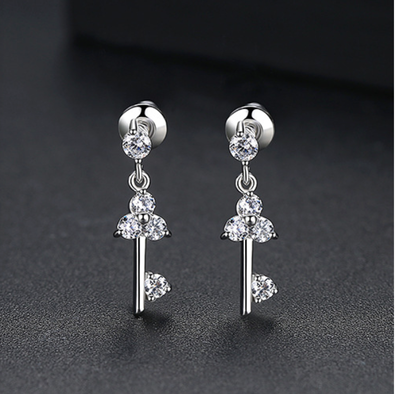 Key Shape Colored Cubic Zirconia Earring BBB003