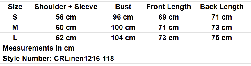 Button-Up Linen Shirt with Curved Hemline CRLinen1216-118