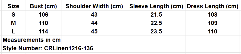 Casual Linen Short-Sleeve Midi Dress CRLinen1216-136