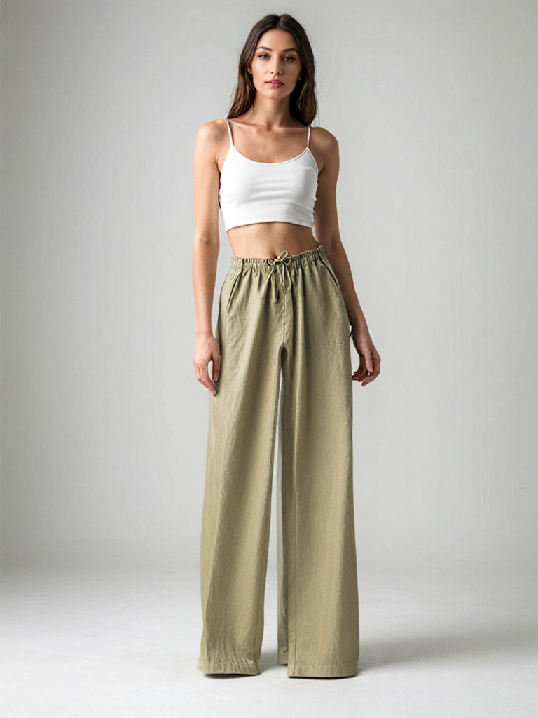 Premium 100% Linen Elastic-Waist Linen Pants CRLinen1124-016-20 D