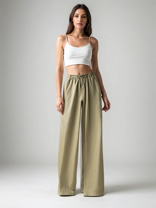 Premium 100% Linen Elastic-Waist Linen Pants CRLinen1124-016-20 D