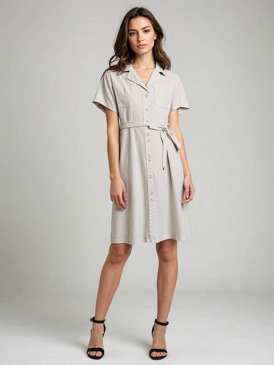 Belted Linen Midi Shirt Dress CRLinen1216-139 Special Group Sale Ends 27.3.26 Free Post