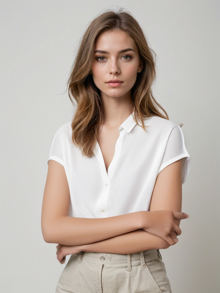 French Linen Button-Up Top – Timeless Elegance & Breathable Comfort CRLinen1216-001