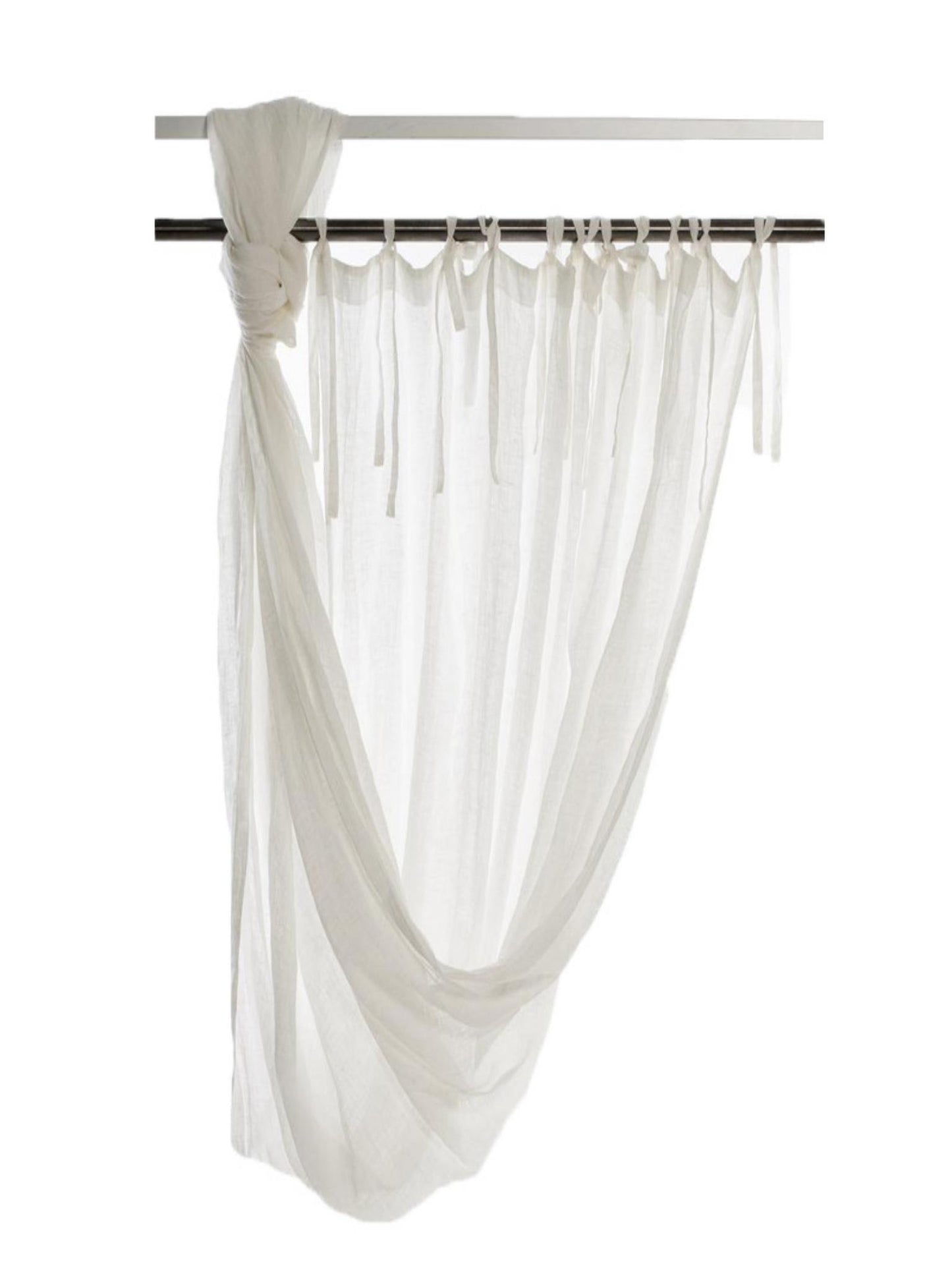 Elegant Tie-Top Sheer Linen Curtain