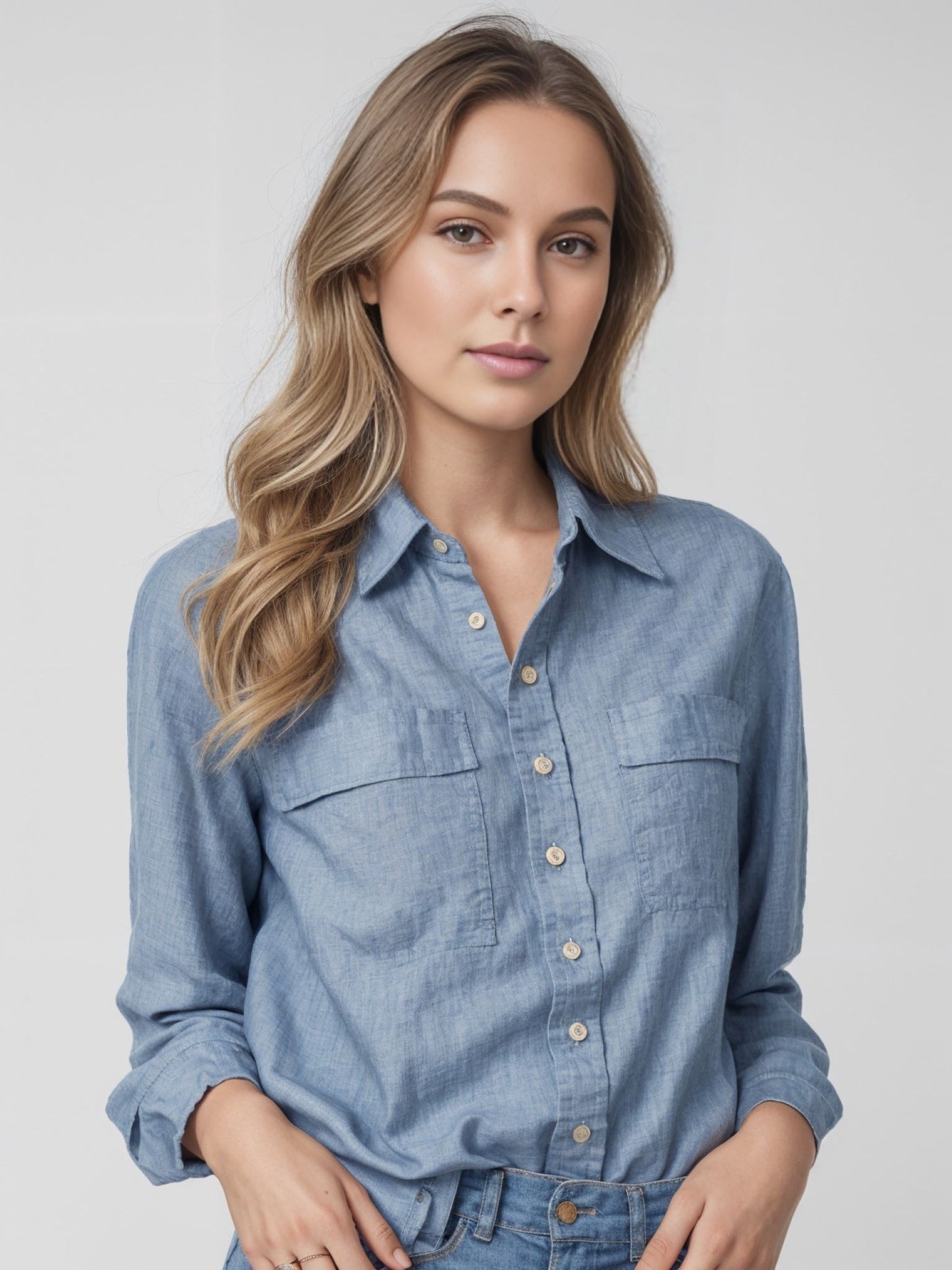 Premium 100% Linen Long-Sleeve Shirt CRLinen1124-022 D