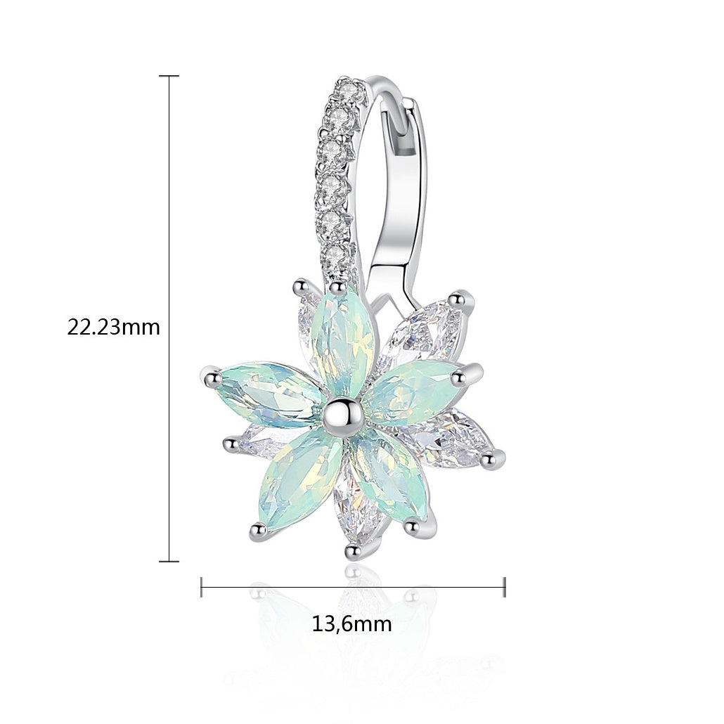 Cubic Zirconia White Gold Plated Floral Shape Earrings AAA002