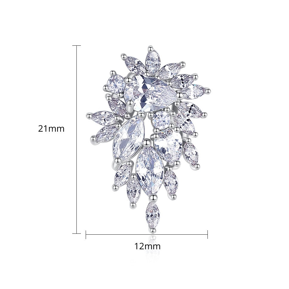 Cubic Zirconia White Gold Plated Navette Stud Earrings AAA003