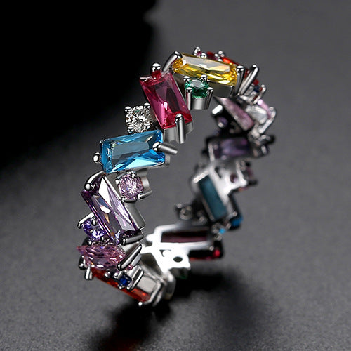 Multi-color Cubic Zirconia Ring AAA006