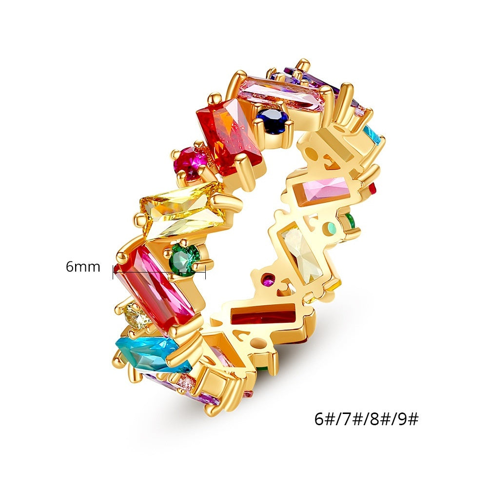 Multi-color Cubic Zirconia Ring AAA006