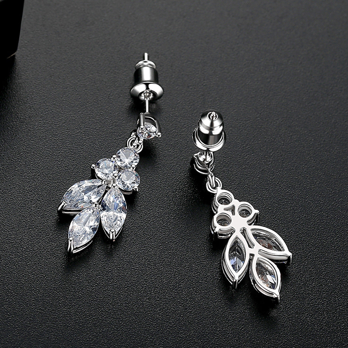 Rose Gold Plated Marquise Cubic Zirconia Dangle Drop Earrings AAA013