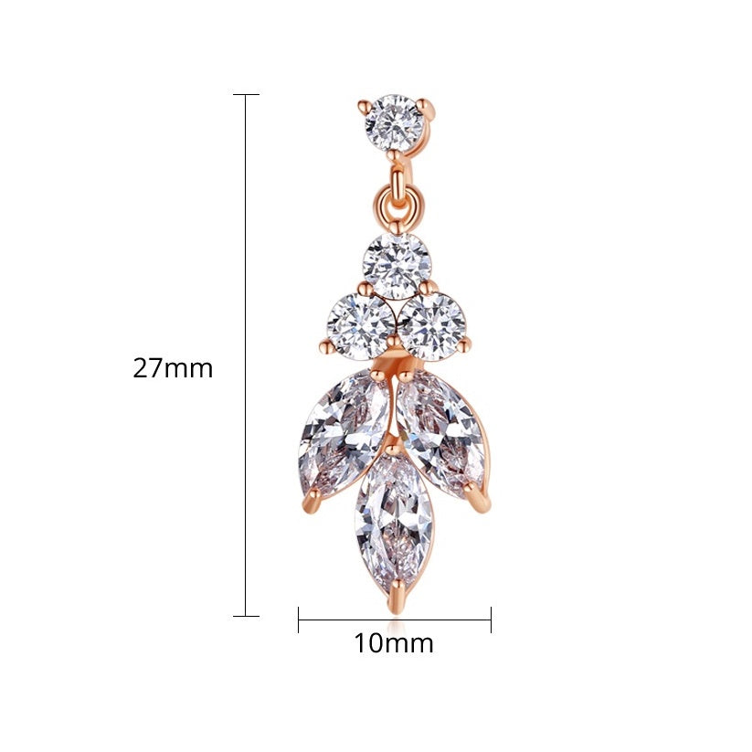 Rose Gold Plated Marquise Cubic Zirconia Dangle Drop Earrings AAA013