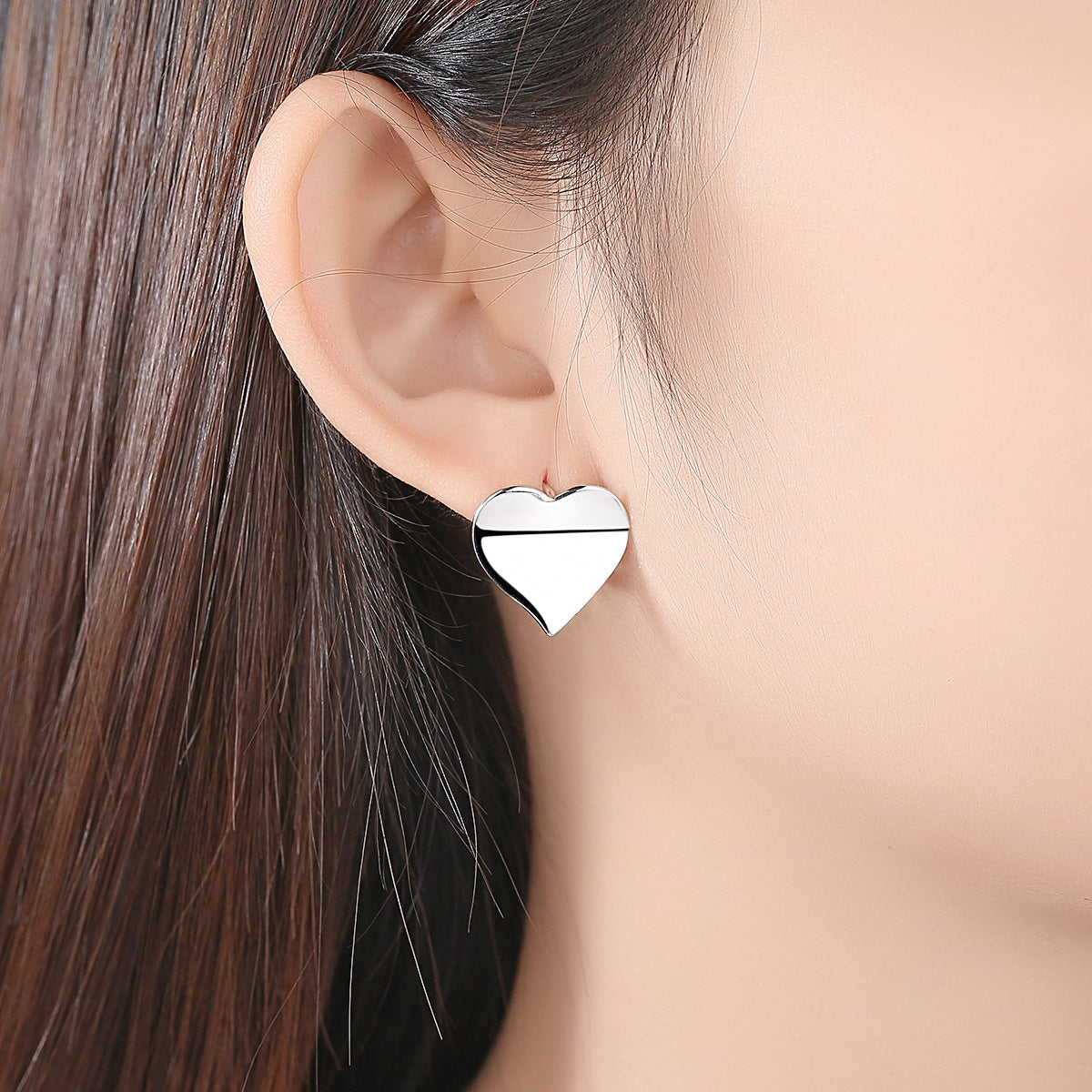 Heart Shape Gold Plated Ear Buckle Stud Earrings AAA023