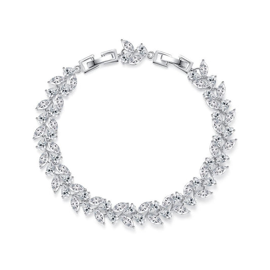 White Gold Plated Marquise Cubic Zirconia Bracelet AAA058