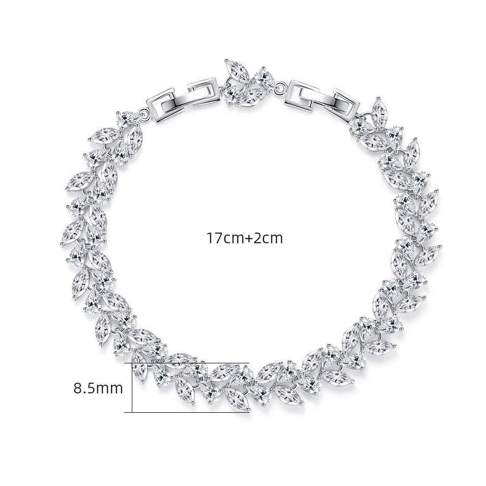 White Gold Plated Marquise Cubic Zirconia Bracelet AAA058