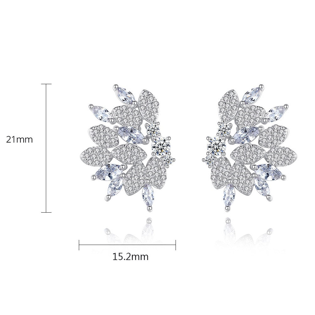 White Gold Plated Marquise Cut Cubic Zirconia Stud Earrings AAA060
