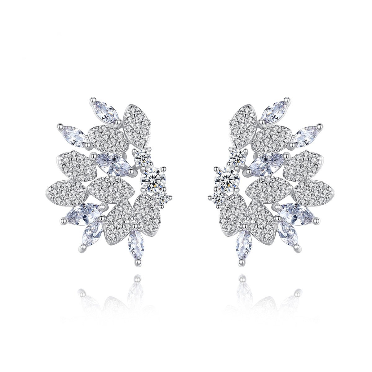 White Gold Plated Marquise Cut Cubic Zirconia Stud Earrings AAA060