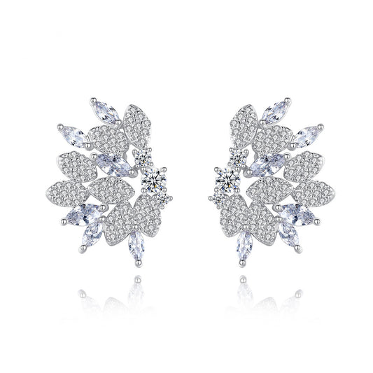White Gold Plated Marquise Cut Cubic Zirconia Stud Earrings AAA060