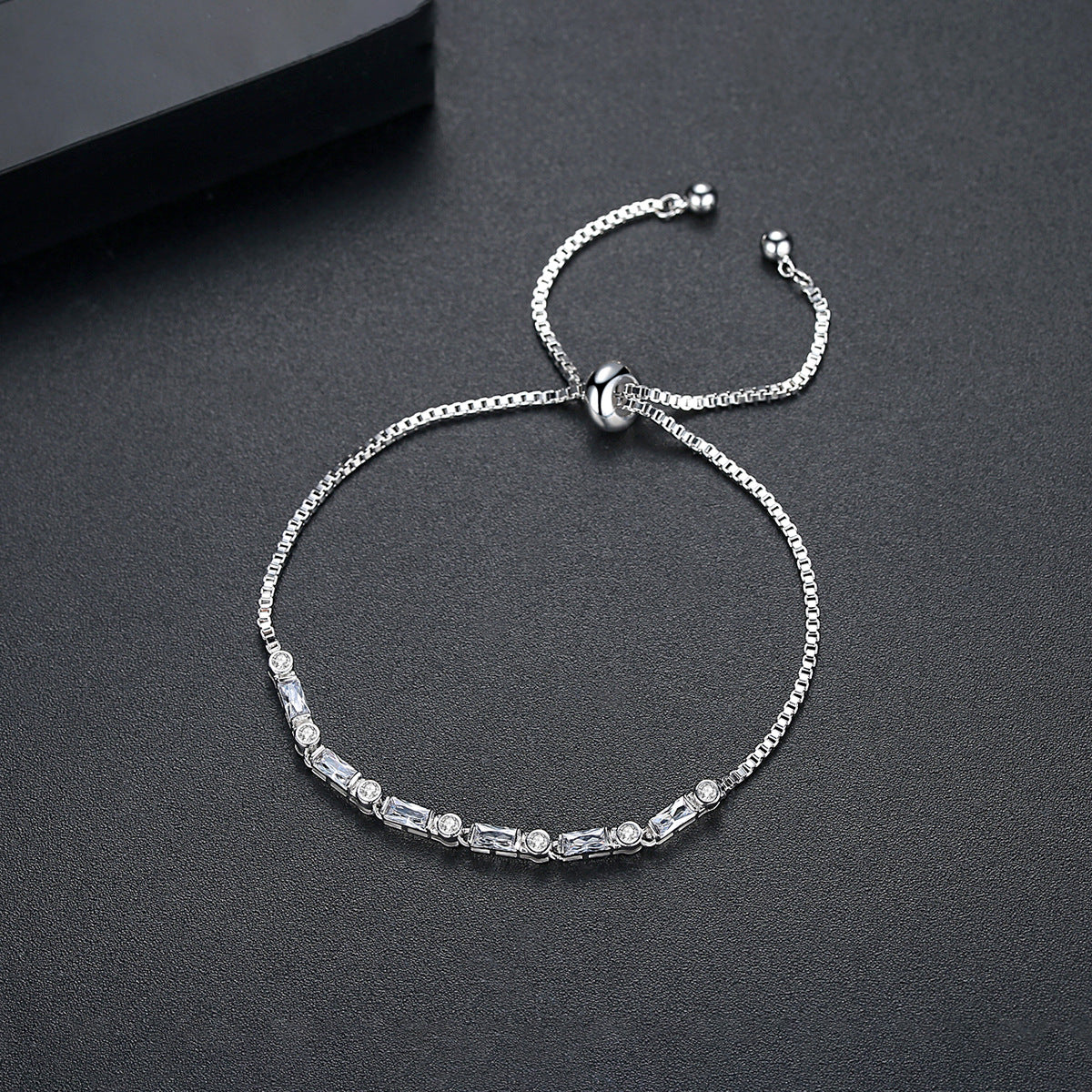 Multicolor Baguette Cubic Zirconia Gold Plated Adjustable Chain Bracelet AAA1026