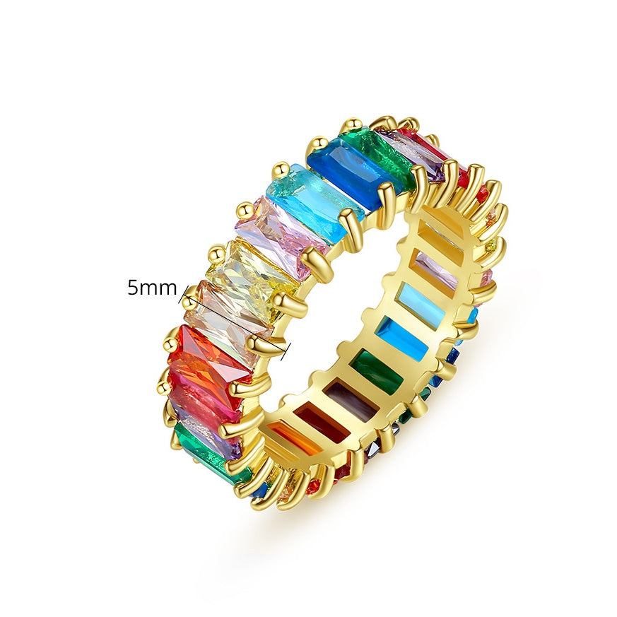 Multi Color Baugtte Cubic Zirconia Band Ring AAA104