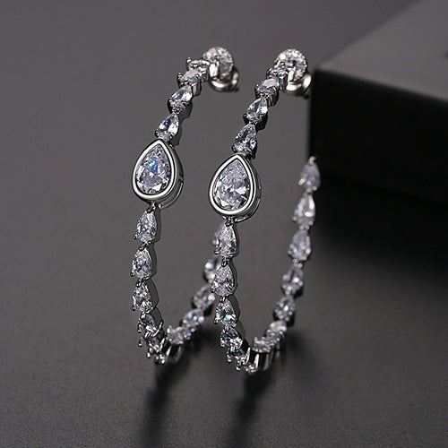 Mixed Color Pear Shape Cubic Zirconia Hoop Earrings AAA1046