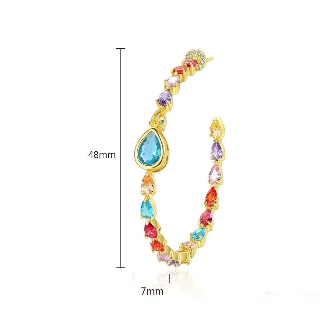 Mixed Color Pear Shape Cubic Zirconia Hoop Earrings AAA1046