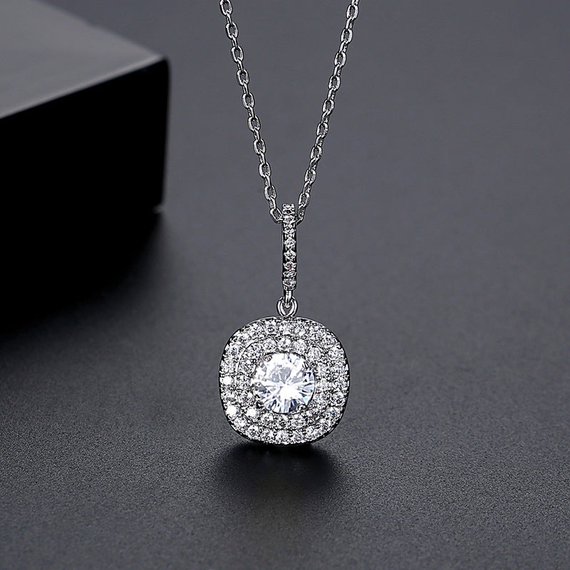 White Gold Plated Cubic Zirconia Pendant Necklace AAA1062