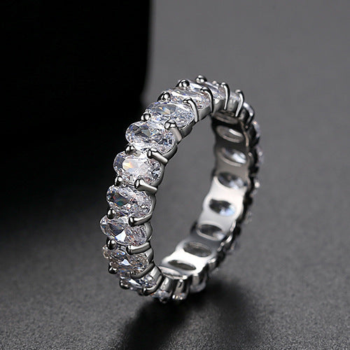 Multicolor Cubic Zirconia Gold Plated Engagement Band Ring AAA109