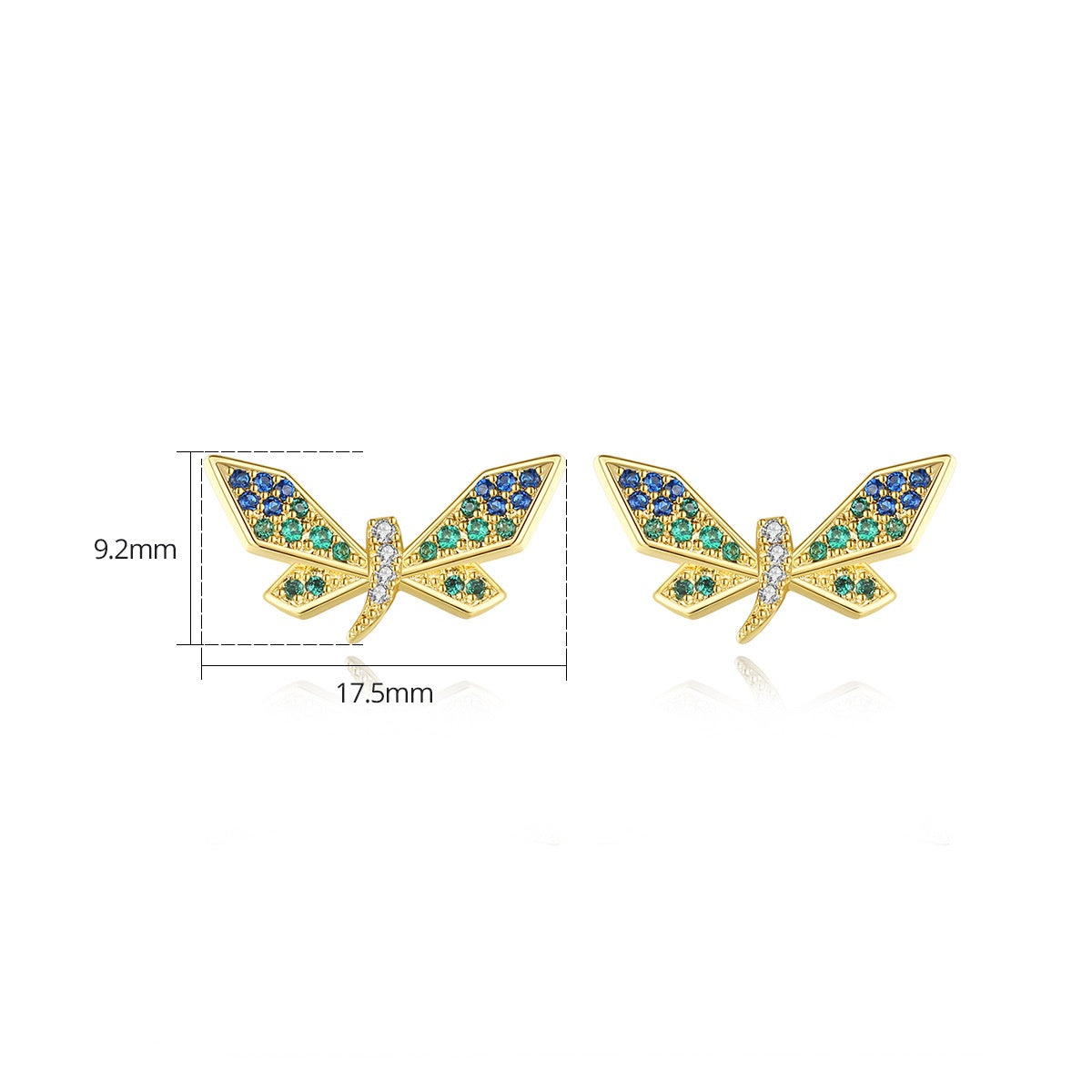 Gold Plated Dragonfly Cubic Zirconia Stud Earrings AAA1097