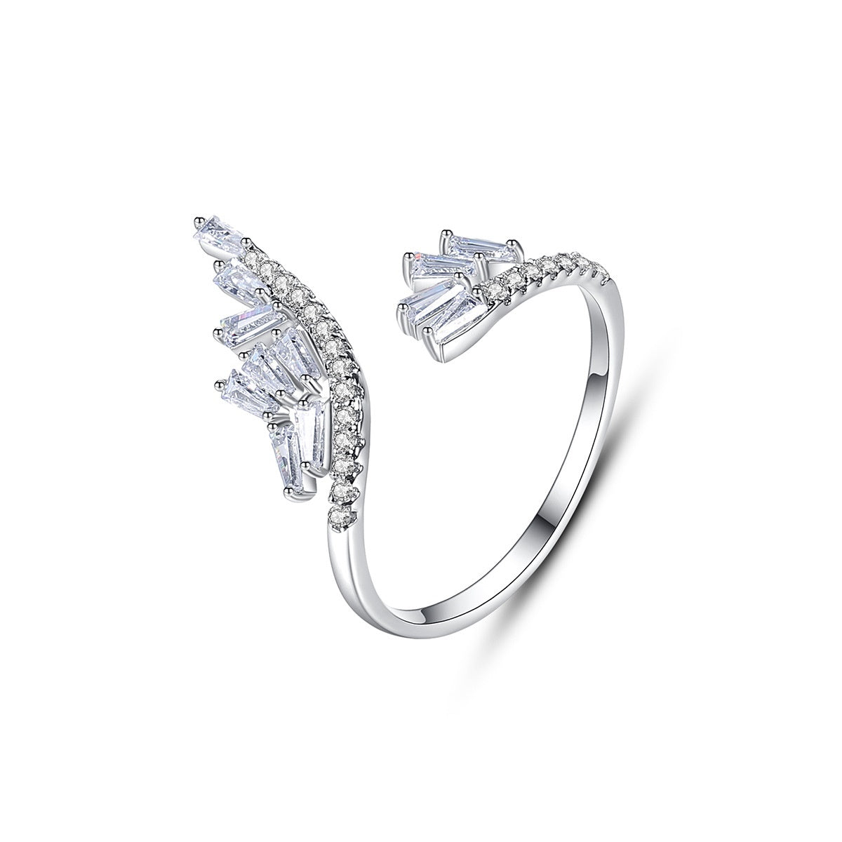 Sparkling Front Opening Cubic Zirconia Wing Ring AAA1115