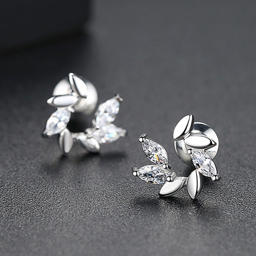 Gold Plated Marquise Cut Cubic Zirconia Stud Earrings AAA1119
