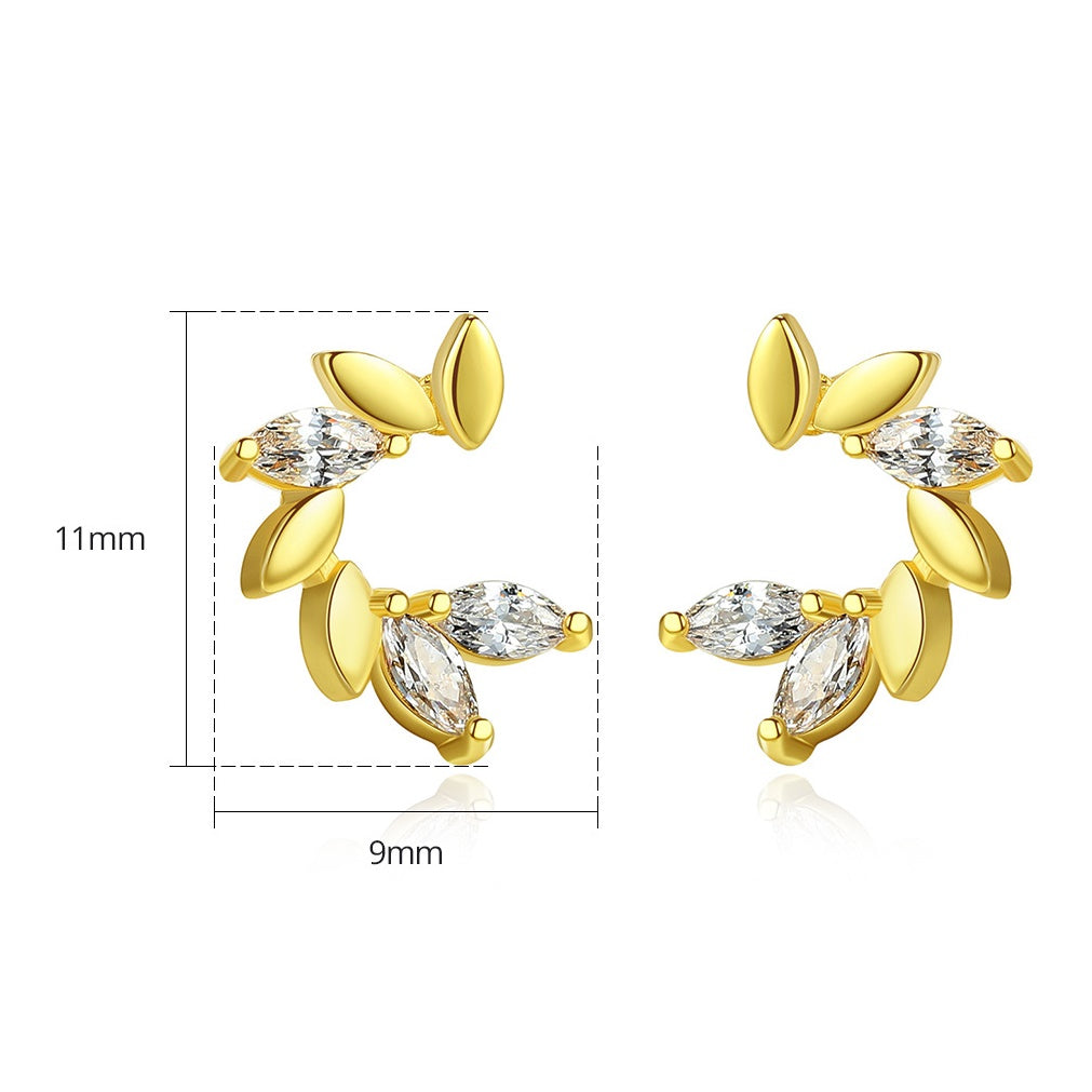 Gold Plated Marquise Cut Cubic Zirconia Stud Earrings AAA1119