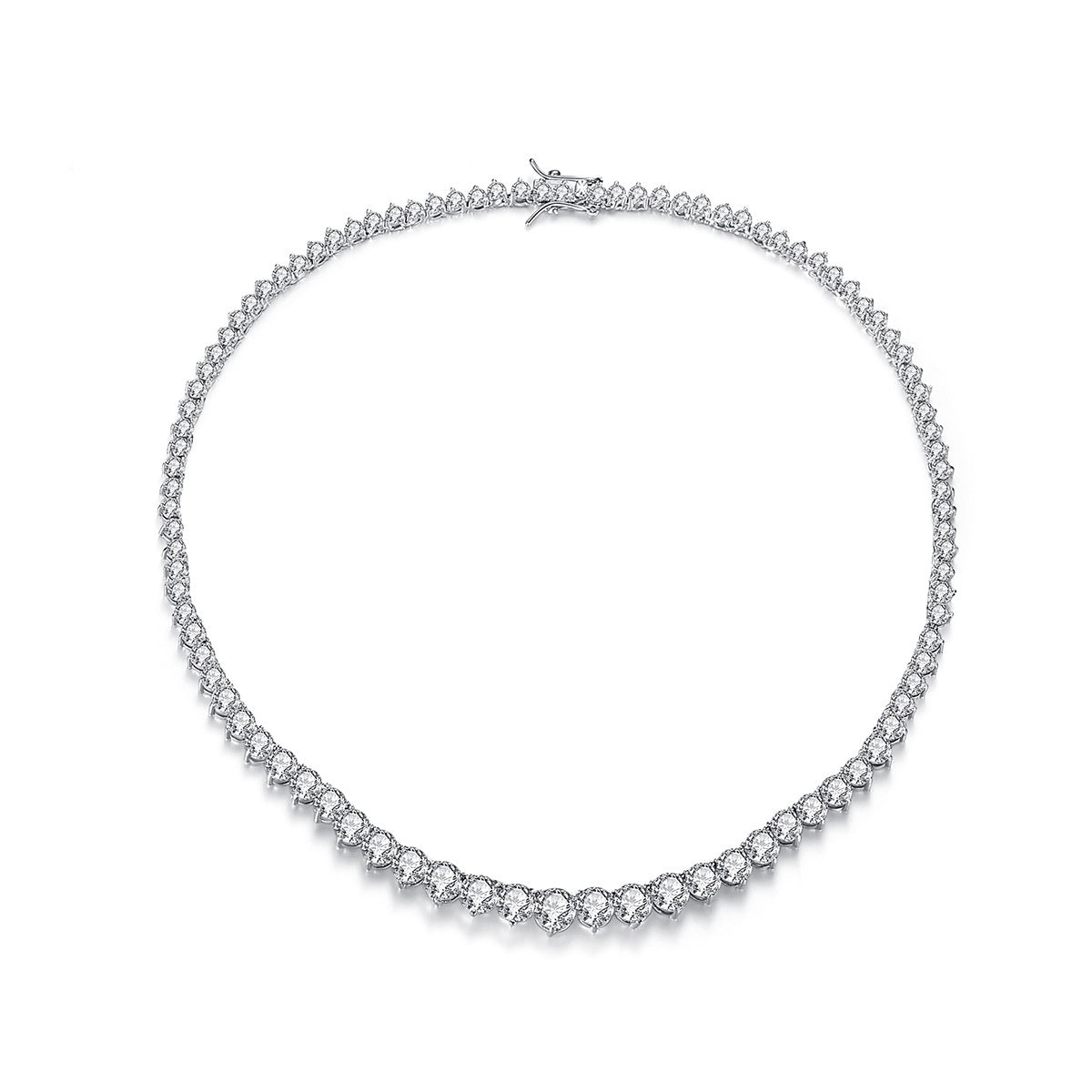 White Gold Plated Round Cut Cubic Zirconia Choker Necklace AAA1125