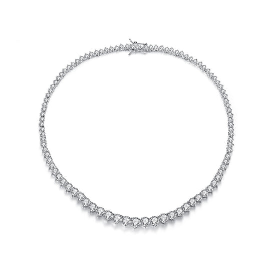 White Gold Plated Round Cut Cubic Zirconia Choker Necklace AAA1125