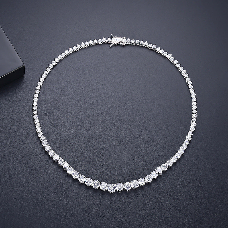 White Gold Plated Round Cut Cubic Zirconia Choker Necklace AAA1125