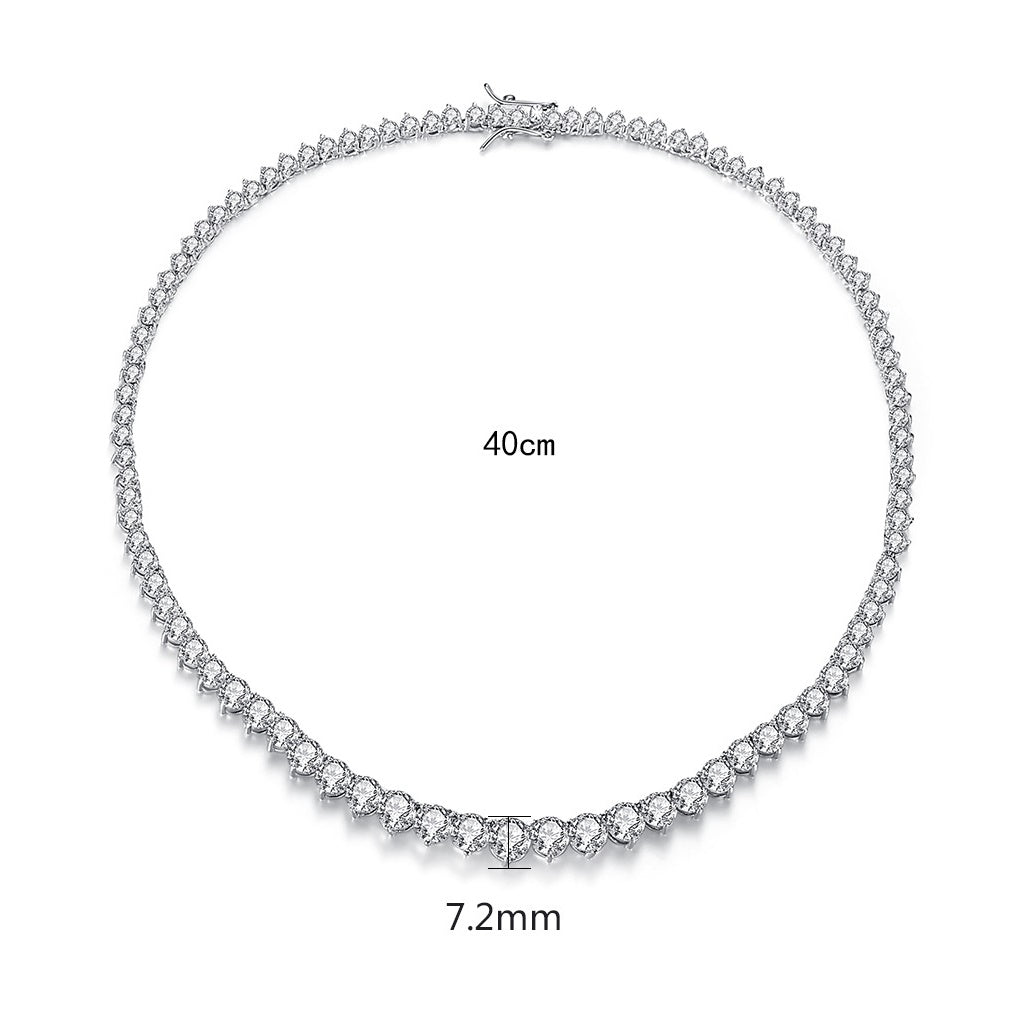 White Gold Plated Round Cut Cubic Zirconia Choker Necklace AAA1125